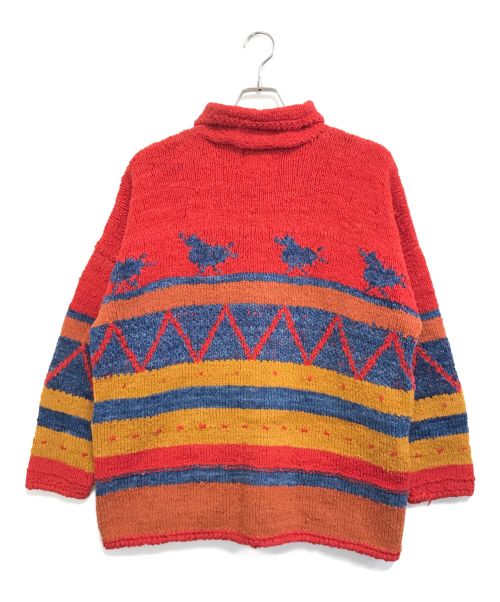amano（アマノ）amano (アマノ) 襟付きエクアドルニットカーディガン レッド サイズ:表記なしの古着・服飾アイテム