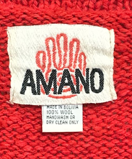 amano（アマノ）amano (アマノ) 襟付きエクアドルニットカーディガン レッド サイズ:表記なしの古着・服飾アイテム