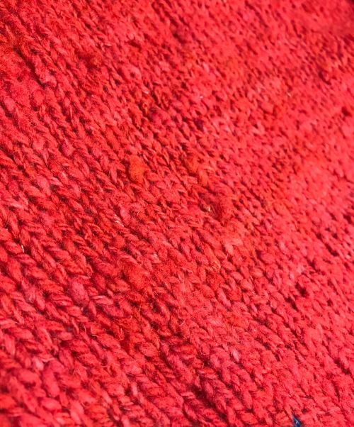 amano（アマノ）amano (アマノ) 襟付きエクアドルニットカーディガン レッド サイズ:表記なしの古着・服飾アイテム