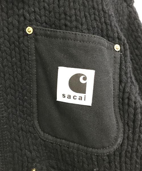 sacai（サカイ）sacai (サカイ) Carhartt WIP (カーハート ワークインプログレス) Knit Jacket Michigan ブラック サイズ:3の古着・服飾アイテム