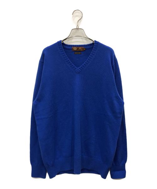 gim（ジム）gim (ジム) ハイゲージ Vネック カシミヤ ニット ブルー サイズ:LLの古着・服飾アイテム