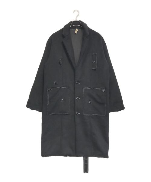 kooi（コーイ）kooi (コーイ) ステッチデザインチェスターコート ブラック サイズ:2の古着・服飾アイテム