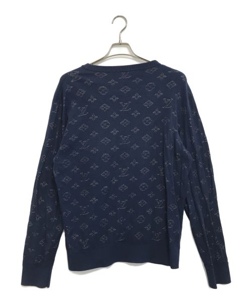 LOUIS VUITTON（ルイ ヴィトン）LOUIS VUITTON (ルイ ヴィトン) ドロップニードルモノグラムクルーネックニット ネイビー サイズ:XLの古着・服飾アイテム