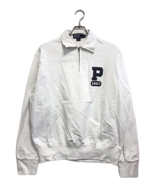 POLO RALPH LAUREN（ポロ・ラルフローレン）POLO RALPH LAUREN (ポロ・ラルフローレン) 襟付きハーフジップスウェット ホワイト サイズ:Mの古着・服飾アイテム