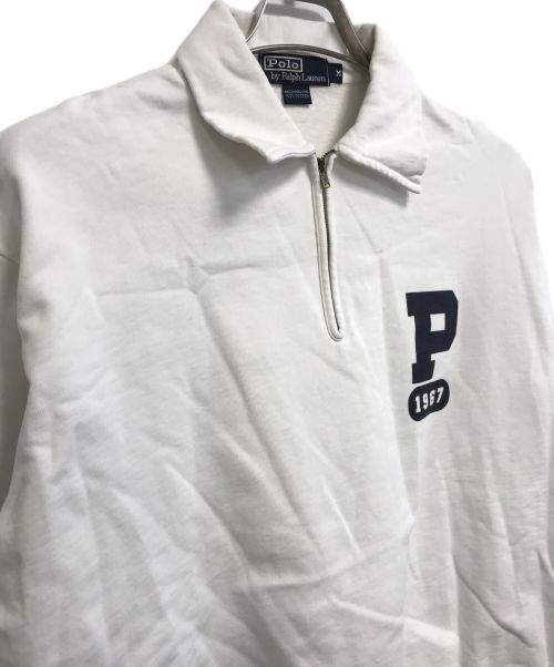 POLO RALPH LAUREN（ポロ・ラルフローレン）POLO RALPH LAUREN (ポロ・ラルフローレン) 襟付きハーフジップスウェット ホワイト サイズ:Mの古着・服飾アイテム