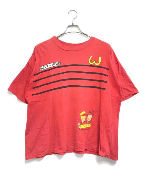 アニメーションTシャツ（アニメーションTシャツ）アニメーションTシャツ (アニメーションTシャツ) 90s BEAVIS AND BUTT-HEAD(ビーバス・アンド・バットヘッド) プリントTシャツ レッド サイズ:LARGEの古着・服飾アイテム