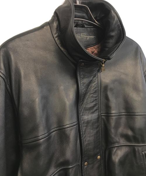 Salvatore Ferragamo（サルヴァトーレ フェラガモ）Salvatore Ferragamo (サルヴァトーレ フェラガモ) レザージャケット ブラック サイズ:48の古着・服飾アイテム