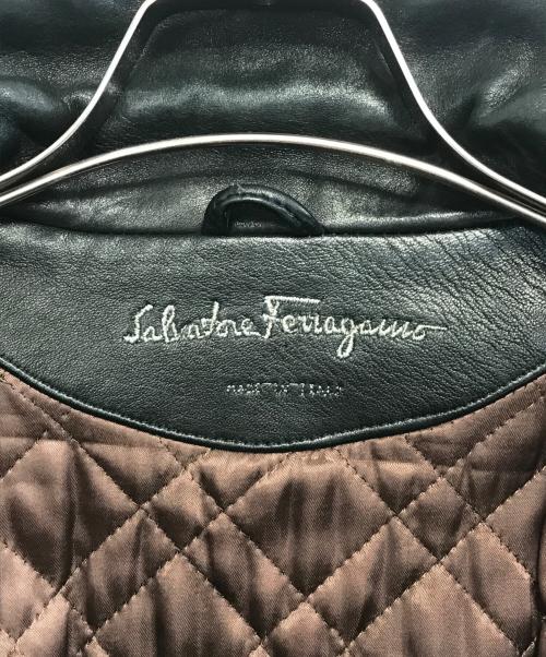 Salvatore Ferragamo（サルヴァトーレ フェラガモ）Salvatore Ferragamo (サルヴァトーレ フェラガモ) レザージャケット ブラック サイズ:48の古着・服飾アイテム
