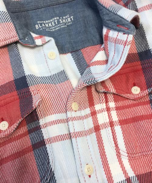 RHC Ron Herman（アールエイチシー ロンハーマン）RHC Ron Herman (アールエイチシー ロンハーマン) OUTERKNOWN (アウターノーン) 10 Years Washed Blanket Shirt レッド サイズ:Ｍの古着・服飾アイテム
