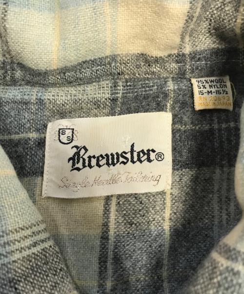 BREWSTAER（ブリュスター）BREWSTAER (ブリュスター) オンブレチェックウールシャツ ブルー サイズ:Mの古着・服飾アイテム