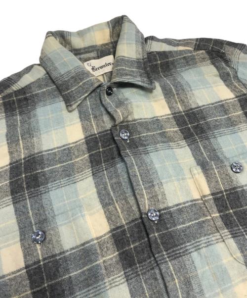BREWSTAER（ブリュスター）BREWSTAER (ブリュスター) オンブレチェックウールシャツ ブルー サイズ:Mの古着・服飾アイテム