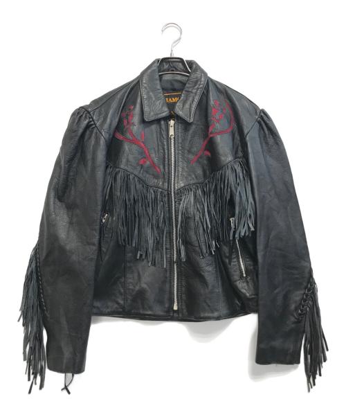 DIAMOND（ダイアモンドサプライ）DIAMOND (ダイアモンドサプライ) フリンジレザージャケット ブラック サイズ:20の古着・服飾アイテム