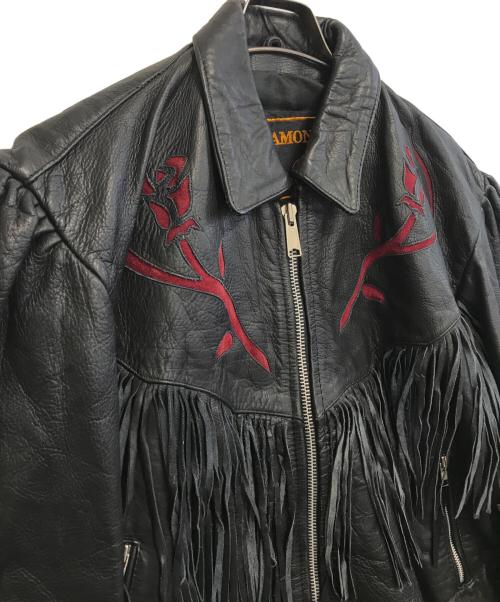 DIAMOND（ダイアモンドサプライ）DIAMOND (ダイアモンドサプライ) フリンジレザージャケット ブラック サイズ:20の古着・服飾アイテム