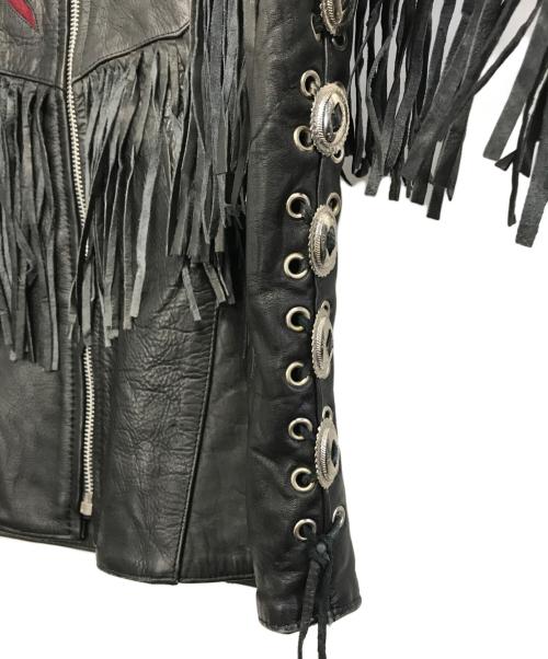 DIAMOND（ダイアモンドサプライ）DIAMOND (ダイアモンドサプライ) フリンジレザージャケット ブラック サイズ:20の古着・服飾アイテム
