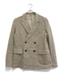 UNUSED（アンユーズド）の古着「ツイードヘリンボーンウール2Bダブルジャケット」｜ブラウン