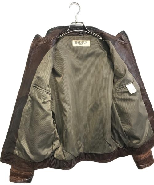 BALMAIN（バルマン）BALMAIN (バルマン) レザージャケット ベージュ サイズ:Lの古着・服飾アイテム