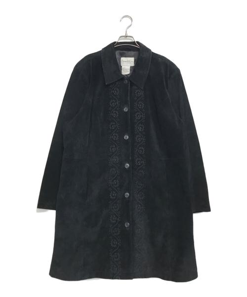 Pamela McCoy（パメラマッコイ）Pamela McCoy (パメラマッコイ) 刺繍レザーロングコート ブラック サイズ:不明の古着・服飾アイテム