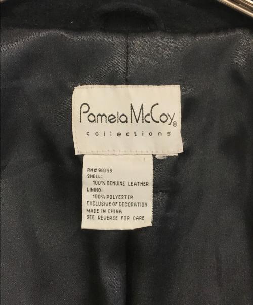 Pamela McCoy（パメラマッコイ）Pamela McCoy (パメラマッコイ) 刺繍レザーロングコート ブラック サイズ:不明の古着・服飾アイテム
