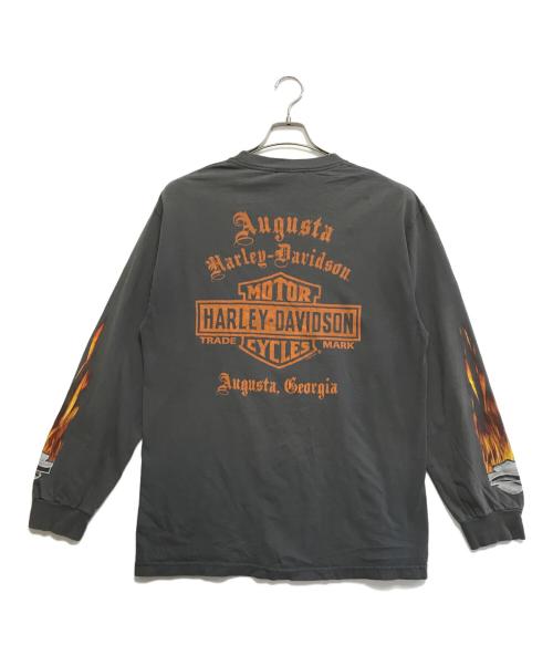 HARLEY-DAVIDSON（ハーレーダビッドソン）HARLEY-DAVIDSON (ハーレーダビッドソン) 袖プリントロングスリーブTシャツ グレー サイズ:Lの古着・服飾アイテム