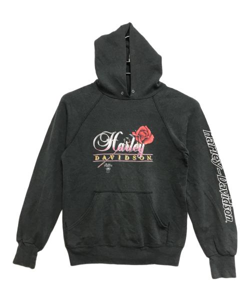 HARLEY-DAVIDSON（ハーレーダビッドソン）HARLEY-DAVIDSON (ハーレーダビッドソン) 袖プリントラグランパーカー ブラック サイズ:Sの古着・服飾アイテム