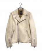 Cinquantaチンクワンタ）の古着「ラムスキンダブルライダースジャケット」｜ベージュ