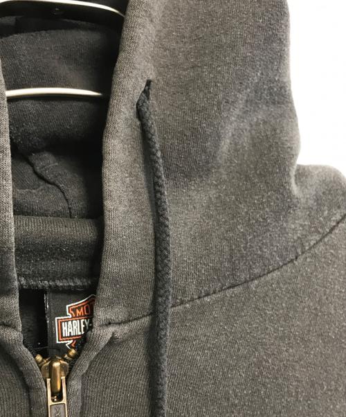 HARLEY-DAVIDSON（ハーレーダビッドソン）HARLEY-DAVIDSON (ハーレーダビッドソン) ファイヤープリント ジップパーカー ブラック サイズ:XLの古着・服飾アイテム
