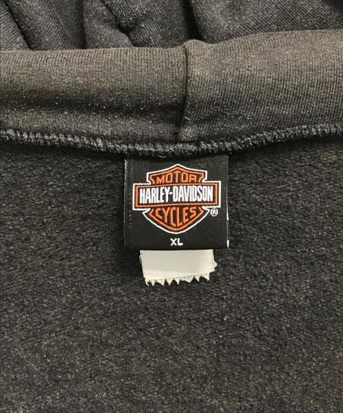 HARLEY-DAVIDSON（ハーレーダビッドソン）HARLEY-DAVIDSON (ハーレーダビッドソン) ファイヤープリント ジップパーカー ブラック サイズ:XLの古着・服飾アイテム