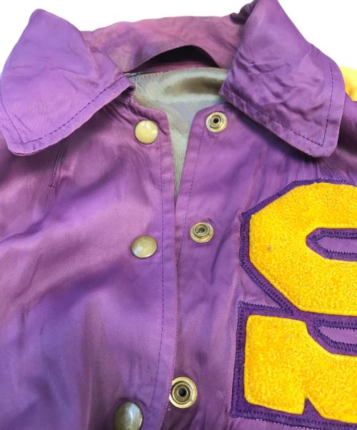 VINTAGE（ヴィンテージ）VINTAGE (ヴィンテージ) 襟付きサテンスタジャン パープル サイズ:表記なしの古着・服飾アイテム