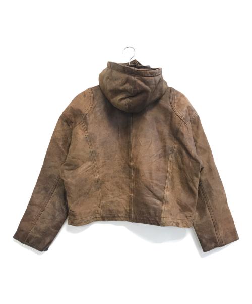 USED（ユーズド）USED (ユーズド) フーデッドファイヤーマンレザージャケット ブラウン サイズ:FREEの古着・服飾アイテム