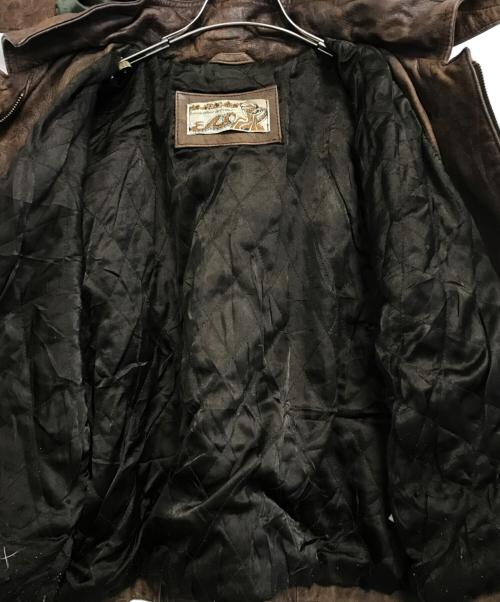 USED（ユーズド）USED (ユーズド) フーデッドファイヤーマンレザージャケット ブラウン サイズ:FREEの古着・服飾アイテム