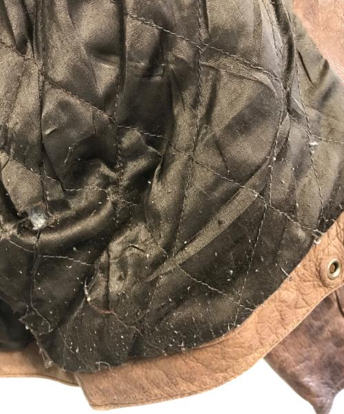 USED（ユーズド）USED (ユーズド) フーデッドファイヤーマンレザージャケット ブラウン サイズ:FREEの古着・服飾アイテム