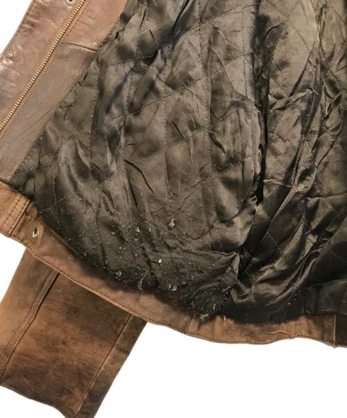 USED（ユーズド）USED (ユーズド) フーデッドファイヤーマンレザージャケット ブラウン サイズ:FREEの古着・服飾アイテム