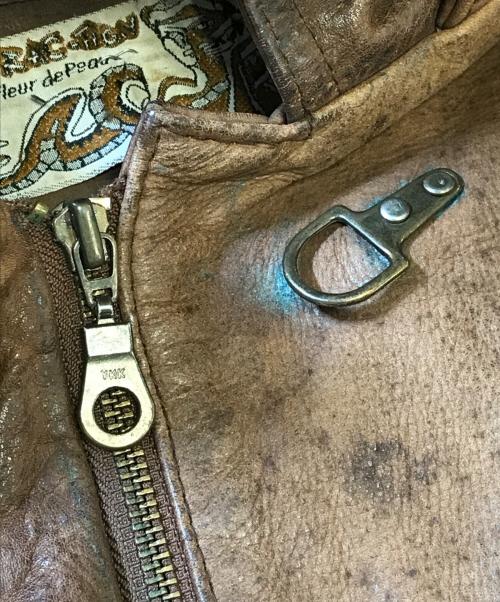 USED（ユーズド）USED (ユーズド) フーデッドファイヤーマンレザージャケット ブラウン サイズ:FREEの古着・服飾アイテム