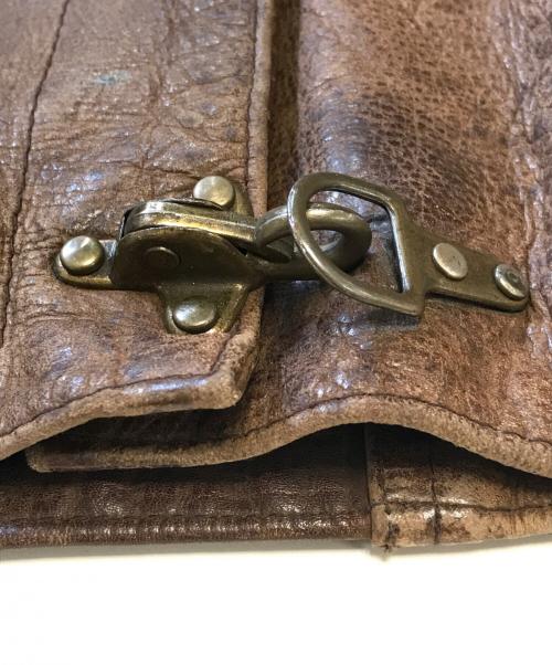 USED（ユーズド）USED (ユーズド) フーデッドファイヤーマンレザージャケット ブラウン サイズ:FREEの古着・服飾アイテム