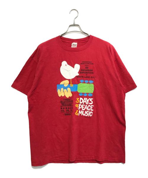 バンドTシャツ（バンドTシャツ）バンドTシャツ (バンドTシャツ) 90s WOODSTOCK(ウッドストック) バンドTシャツ レッド サイズ:2XLの古着・服飾アイテム