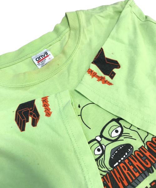 キャラクターTシャツ（キャラクターTシャツ）キャラクターTシャツ (キャラクターTシャツ) キャラクターTシャツ 黄緑 サイズ:Lの古着・服飾アイテム