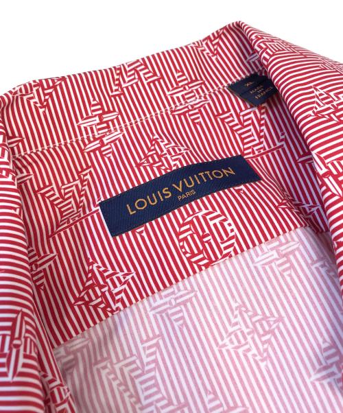 LOUIS VUITTON（ルイ ヴィトン）LOUIS VUITTON (ルイ ヴィトン) シグネチャーストライプ半袖シャツ レッド サイズ:XLの古着・服飾アイテム