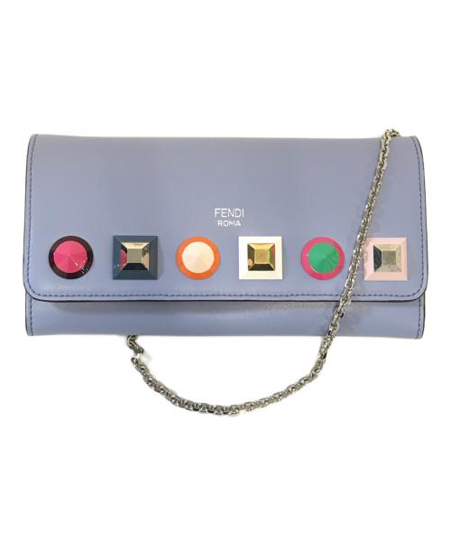 FENDI（フェンディ）FENDI (フェンディ) チェーンショルダーウォレットバッグ ブルーの古着・服飾アイテム