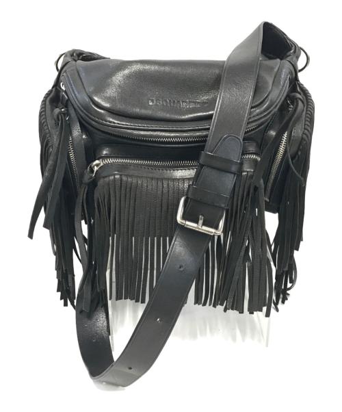 DSQUARED2（ディースクエアード）DSQUARED2 (ディースクエアード) フリンジショルダーバッグ ブラックの古着・服飾アイテム