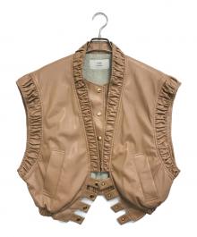 FUMIE=TANAKA（フミエタナカ）の古着「Fレザーギャザーベスト」｜ベージュ