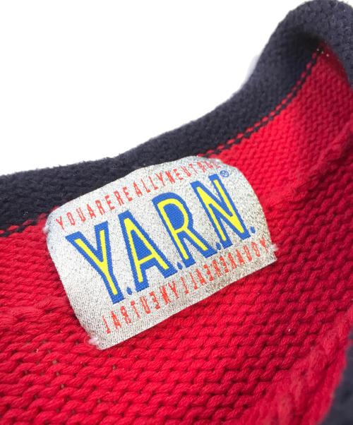 Y.A.R.N（ヤーン）Y.A.R.N (ヤーン) クロスパッチニット レッド サイズ:表記なしの古着・服飾アイテム