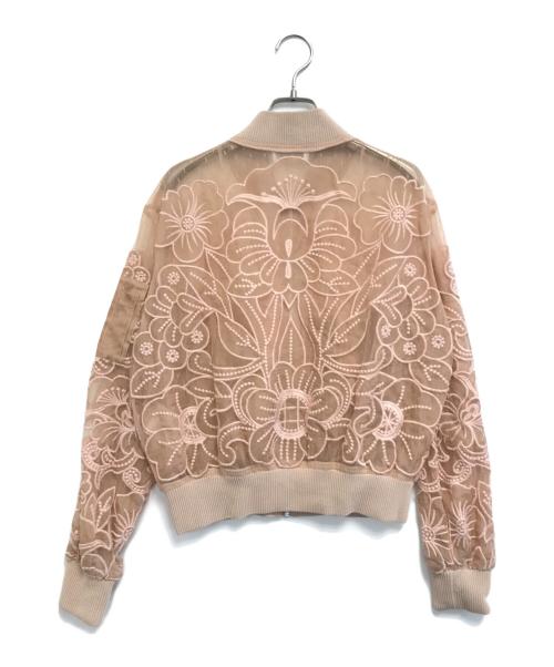 RED VALENTINO（レッドヴァレンティノ）RED VALENTINO (レッドヴァレンティノ) 花柄レースブルゾン ベージュ サイズ:42の古着・服飾アイテム