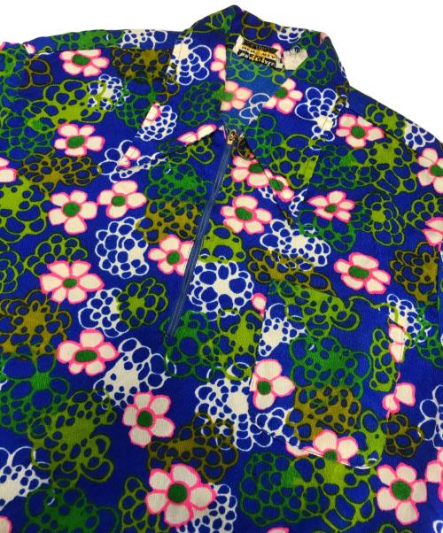 GRANT CREST（グラントクレスト）GRANT CREST (グラントクレスト) ハーフジップハワイアンシャツ ブルー サイズ:Lの古着・服飾アイテム