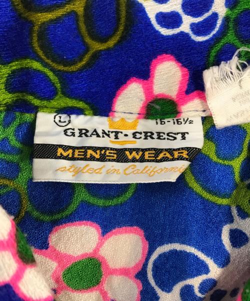 GRANT CREST（グラントクレスト）GRANT CREST (グラントクレスト) ハーフジップハワイアンシャツ ブルー サイズ:Lの古着・服飾アイテム
