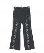 el conductorhコンダクター）の古着「HEART EMBROIDERED WESTERN TROUSERS」｜ブラック