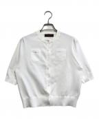 CABANキャバン）の古着「ファインポリエステル ハーフスリーブポケットカーディガン」｜ホワイト