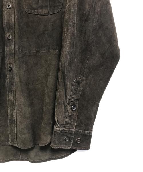 POLO RALPH LAUREN（ポロ・ラルフローレン）POLO RALPH LAUREN (ポロ・ラルフローレン) エポレット付きスウェードレザーシャツ ブラウン サイズ:XL　　　の古着・服飾アイテム