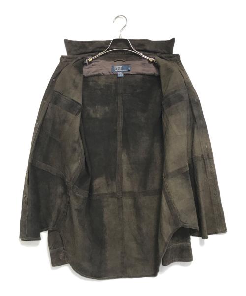 POLO RALPH LAUREN（ポロ・ラルフローレン）POLO RALPH LAUREN (ポロ・ラルフローレン) エポレット付きスウェードレザーシャツ ブラウン サイズ:XL　　　の古着・服飾アイテム