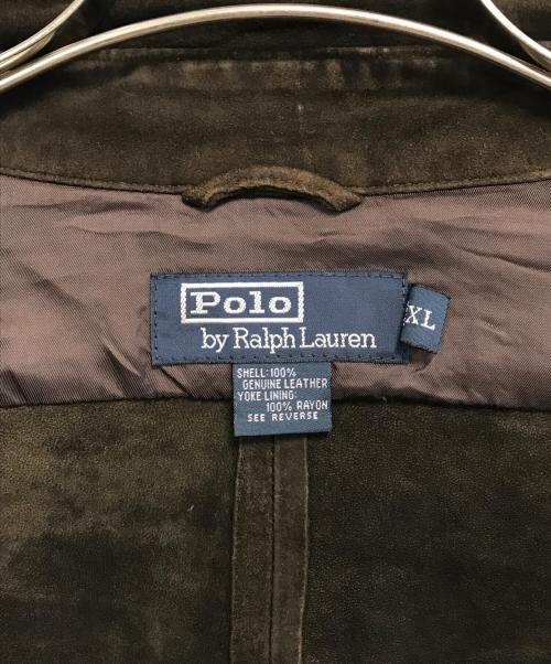 POLO RALPH LAUREN（ポロ・ラルフローレン）POLO RALPH LAUREN (ポロ・ラルフローレン) エポレット付きスウェードレザーシャツ ブラウン サイズ:XL　　　の古着・服飾アイテム
