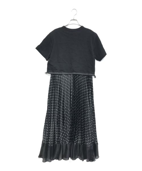 sacai（サカイ）sacai (サカイ) Polka Dot Cotton Jersey x Satin Dress ブラック サイズ:2の古着・服飾アイテム